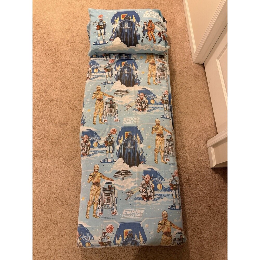 Vtg Star Wars Twin Fitted & Flat Sheet & Pillow Case Empire Strikes Back 1979